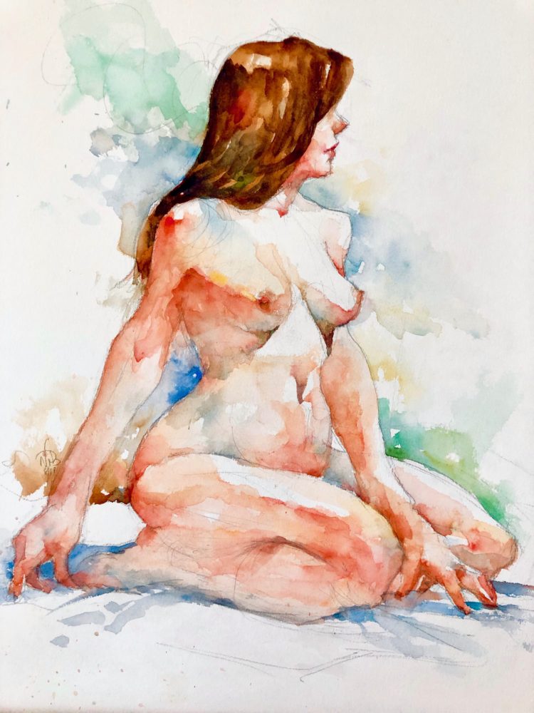Kneeling nude
