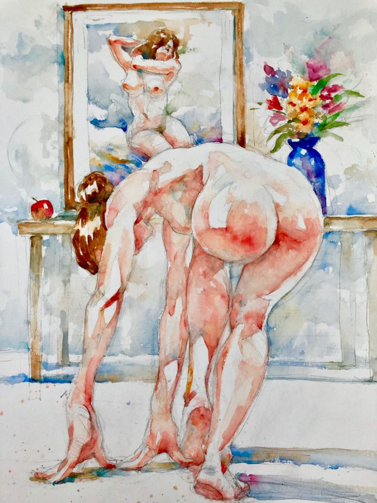 Nude with flowers