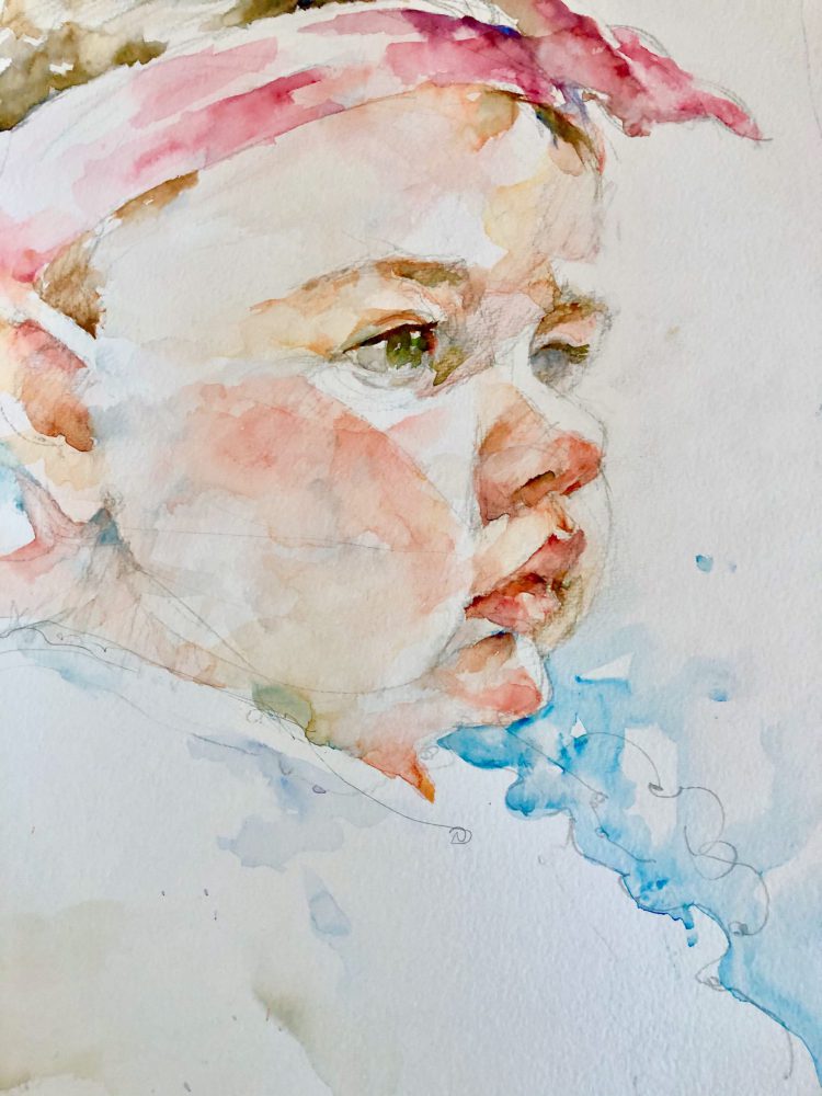 Portrait of Rosa with a pink headscarf