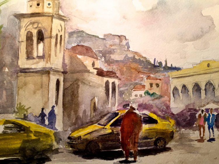 Rainy day in Monastiraki, Athens